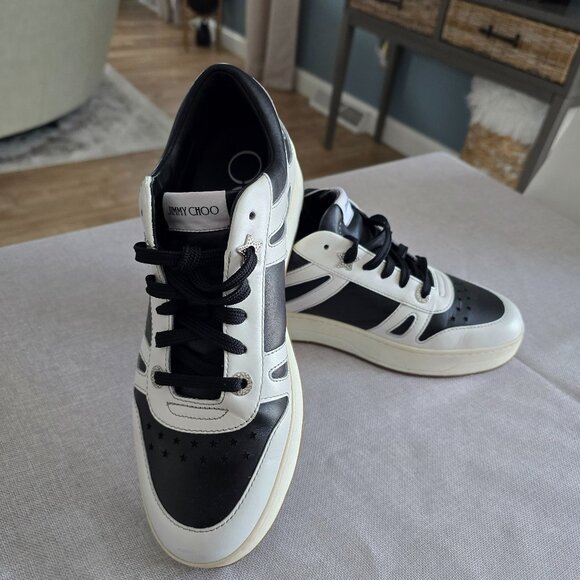 Jimmy Choo Black & WhiteLeather Sneakerssz 41